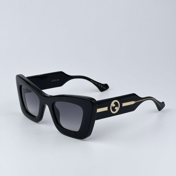 Gucci Women BRAND NEW Sunglasses Black Grey Gradient Butterfly GG1552S 001 - Picture 1 of 11